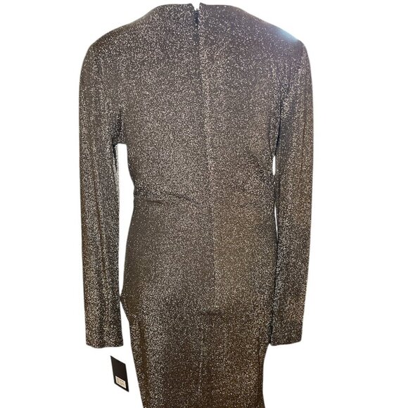 DKNY V-Neck Side Ruched Metallic-Dot Dress sz 6 - Picture 6 of 10